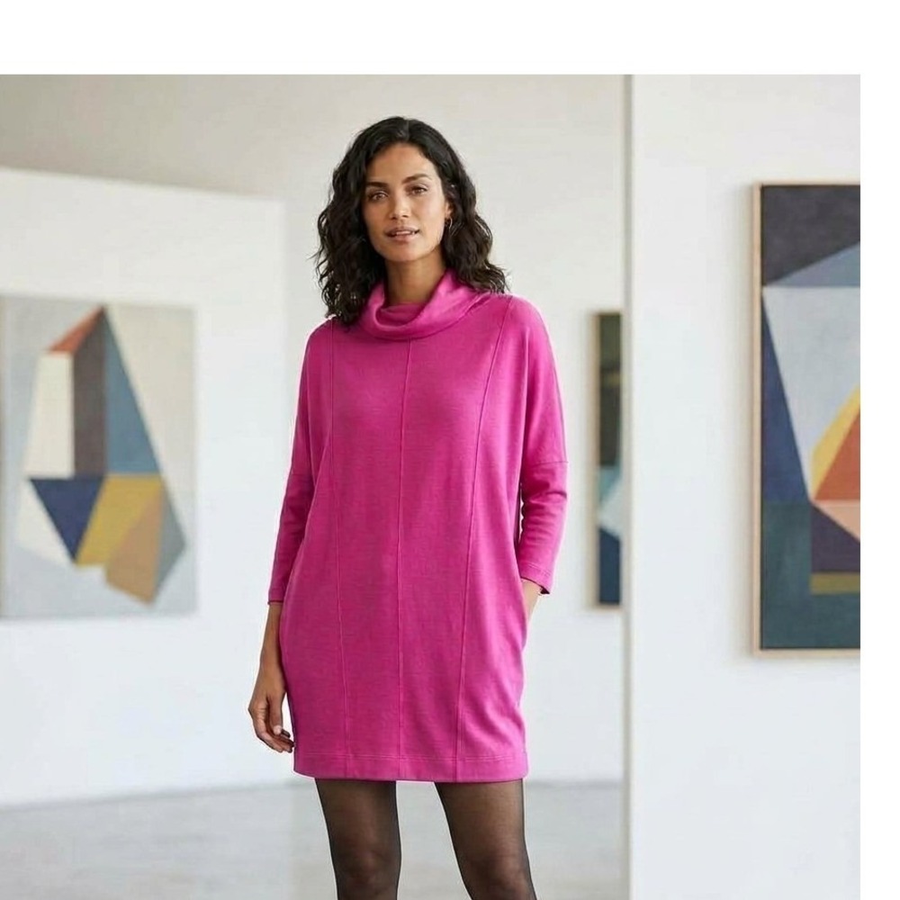 Daily Practice by Anthropologie Cowl Neck Tunic Dress Pink Rose Size M CP6403